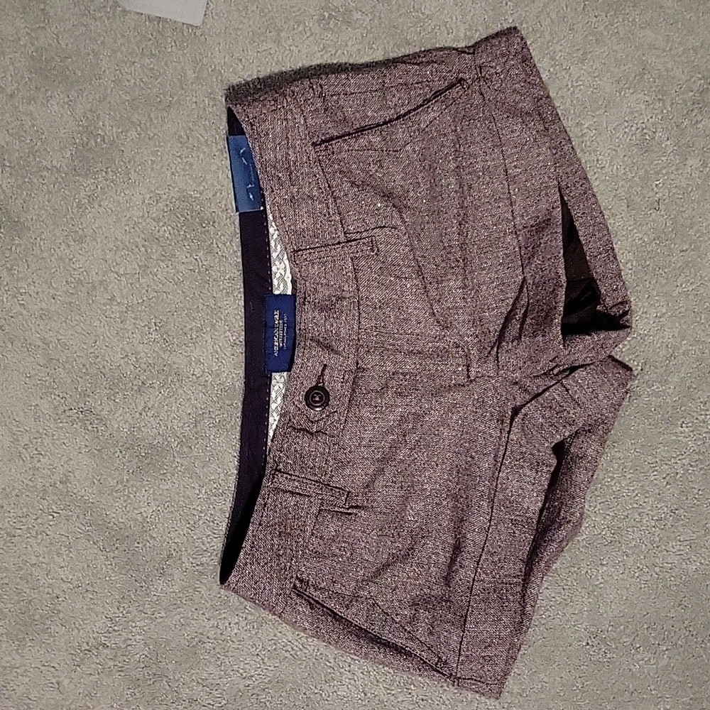 AE Burgundy Tweed Shorts.
